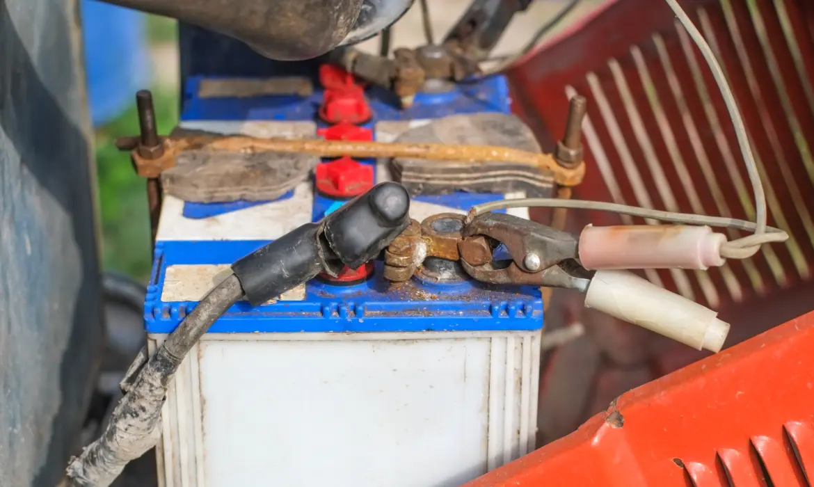 An old and sulfated battery